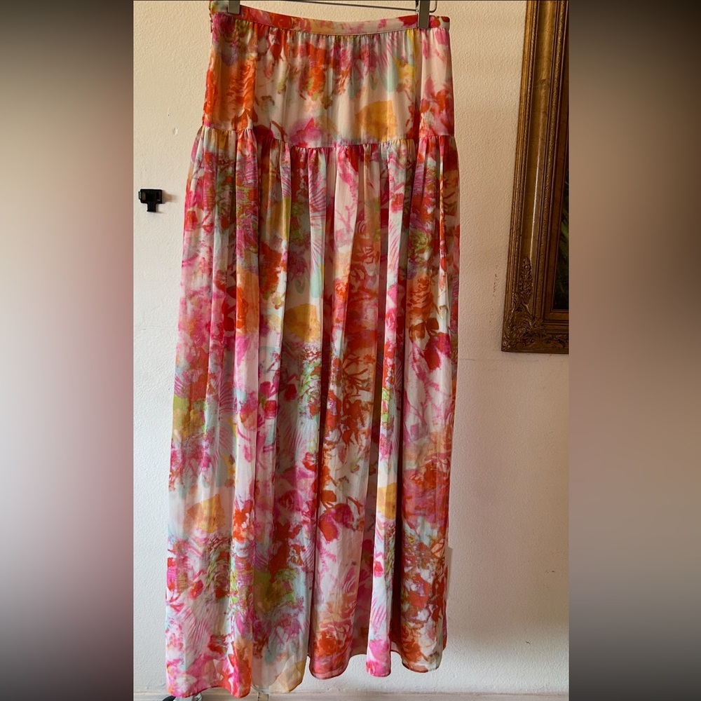 Boston Proper Floral Multicolor Maxi Skirt